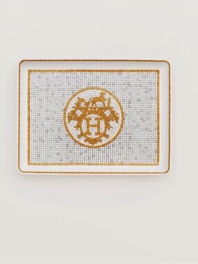 Hermes Mosaique au 24 gold tray, small model